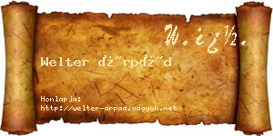 Welter Árpád névjegykártya