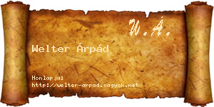 Welter Árpád névjegykártya